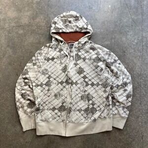 Vintage y2k Point Zero Surf Skate AOP Zip Up Hoodie Size Large